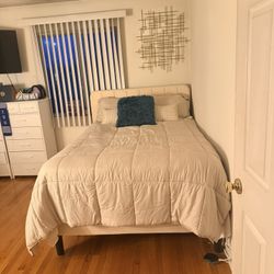 ✨ Modern Full Bedroom Set - Upholstered Bed + Mattress + Decor ✨