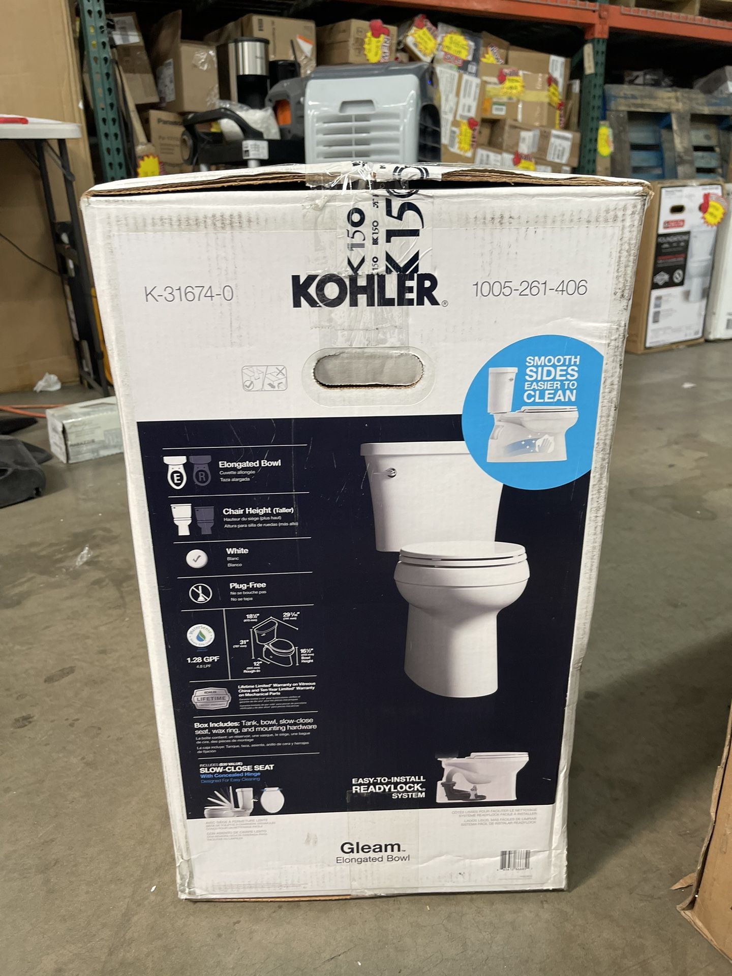 KOHLER Gleam 2-Piece Chair Height 1.28 GPF Single Flush Elongated Toilet in White (Seat Included