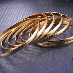 Yellow Gold Plated Over Stainless Steel 7pcs Bangles