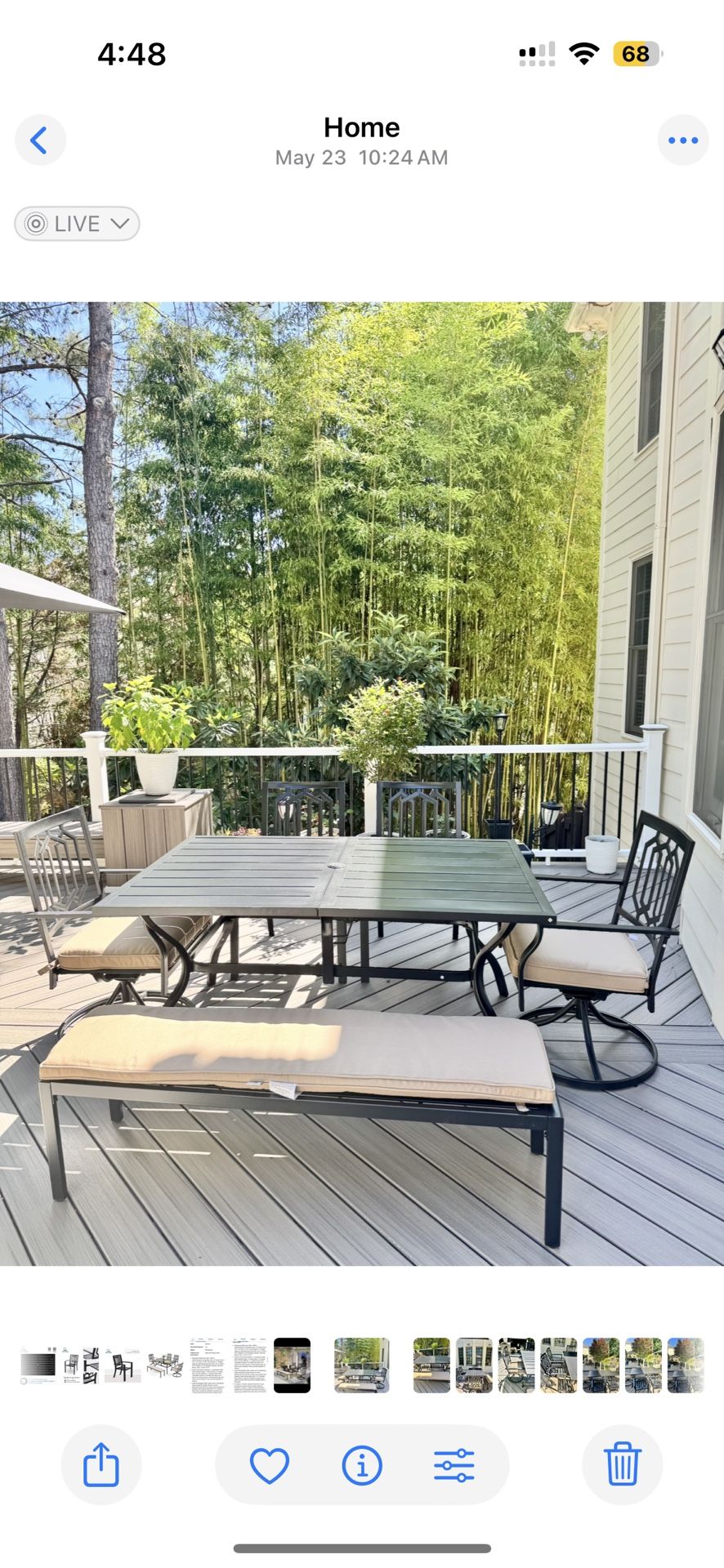 Brand New MFSTUDIO Patio Dining Set for 6, Outdoor Dining Set with 1 Bench, 2 Swivel Chairs, 2 Leg Chairs and 1 Rectangle Table