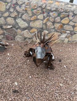 Scrap metal Godzilla sculpture