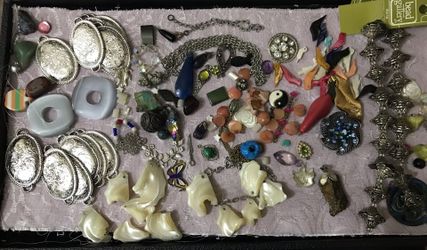 Assorted all kind of beads, silver, stones, gems shells and more