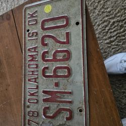 Vintage Expired Oklahoma License Plate 