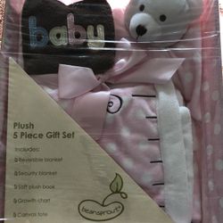 Lot of brand new baby frame scrapbook blanket tote plush book growth chart feeding gift set
