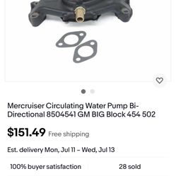 Brand New Chevy Big Block Circulating Water Pump 