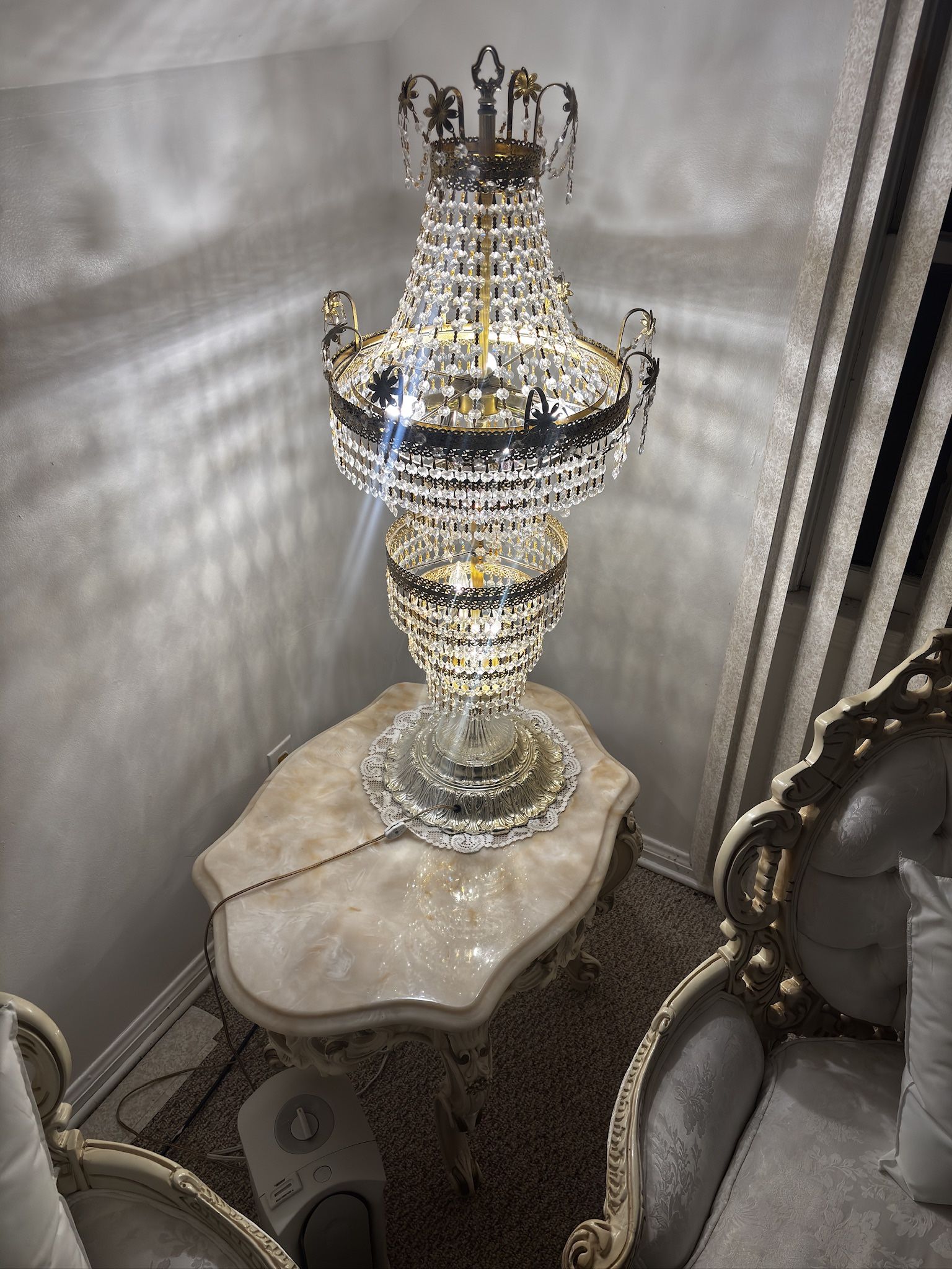 Huge Vintage Crystal Lamp