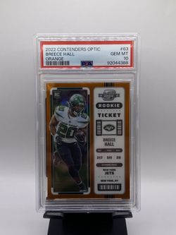 2022 Contenders Optic Breece Hall Rookie Orange Prizm  #’d 29/50 - PSA 10 RC 🔥