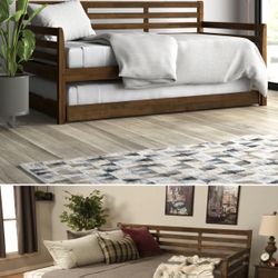 Alexz Wood Daybed with Pop Up Trundle Bed
