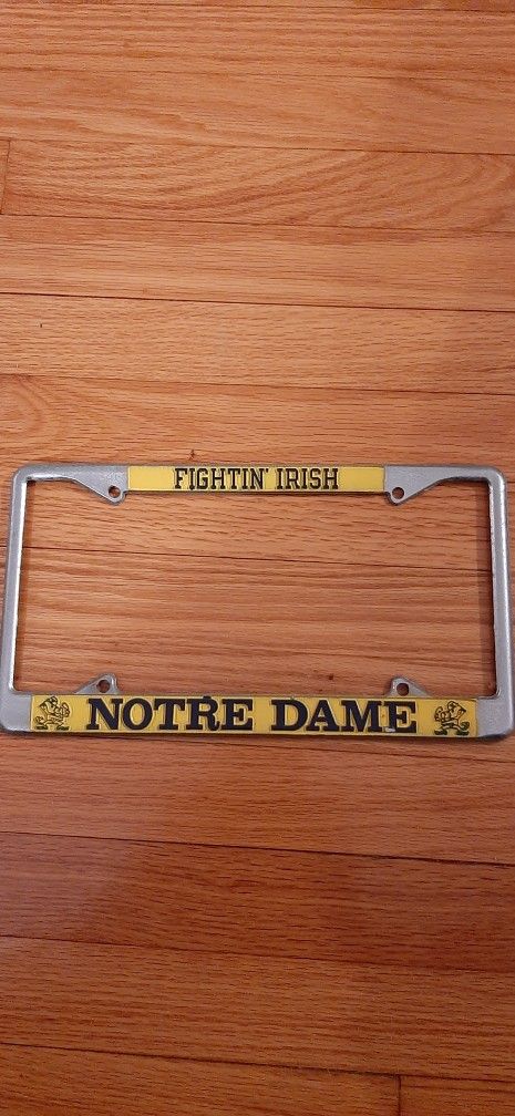 1980's Fightin' Irish license plate holder.