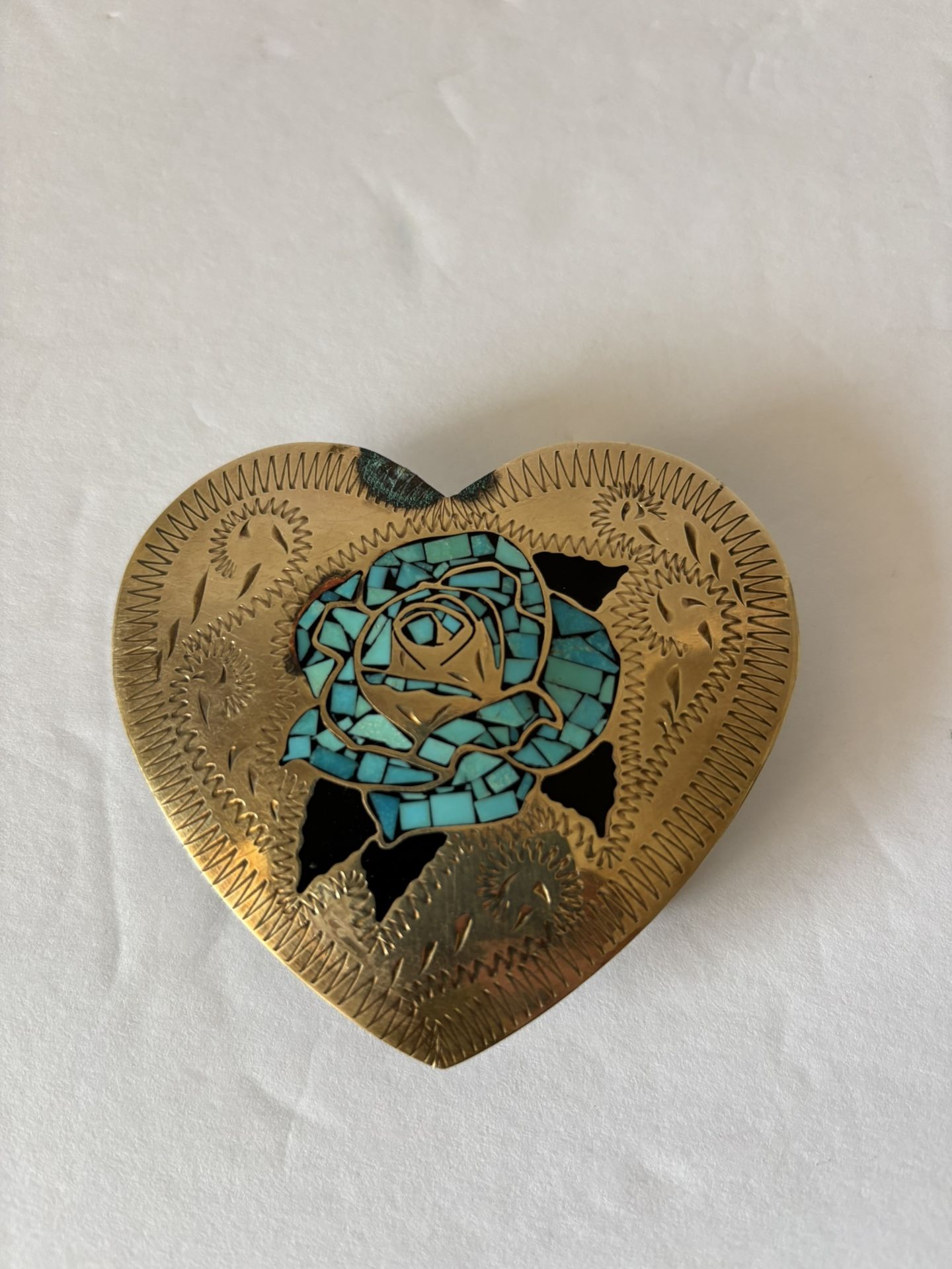 Women’s Heart With Turquoise Inlay Belt Buckle