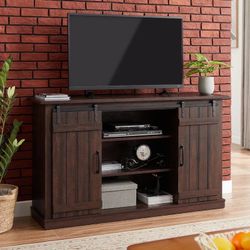 New brown barn door tv stand in box
