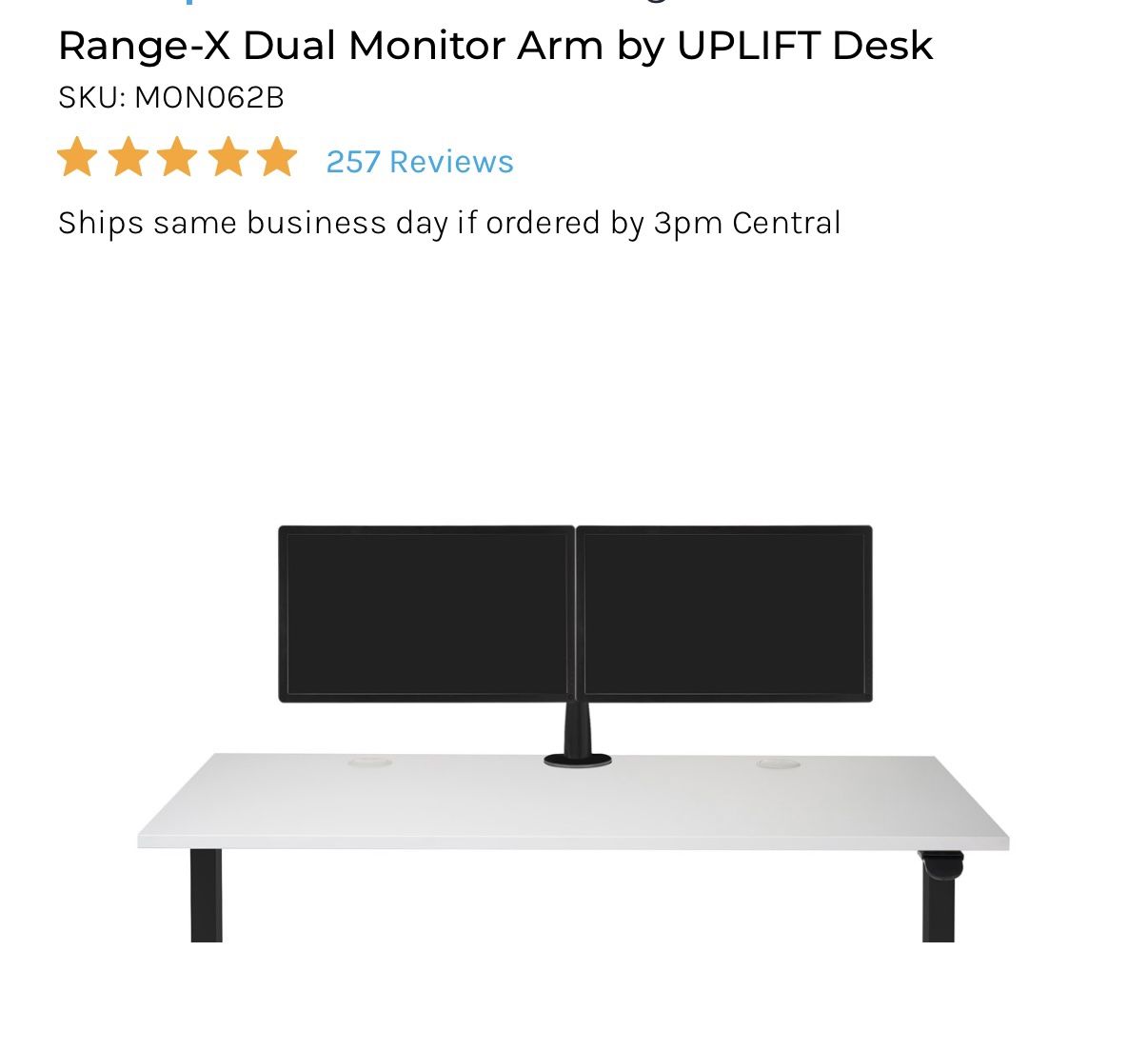 Range X Dual Monitor Arm By UPLIFT Desk