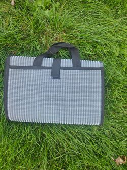 Unbranded woven black and white beach picnic blanket