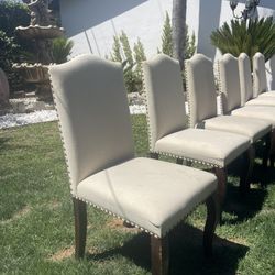 6 Beige Dining Room Chairs