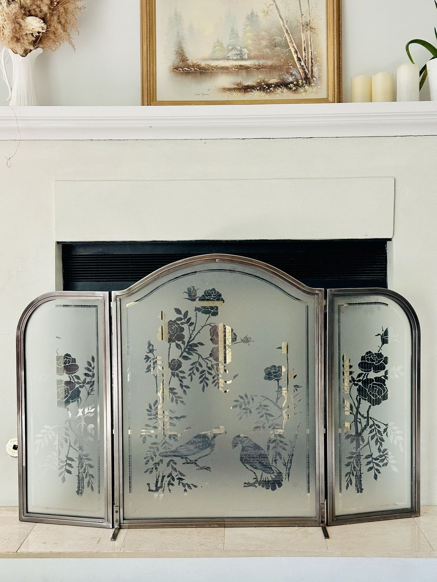 Fireplace Screen/Temper glass screen/ Silver color( Guangzhou  brand) Full Size H34/L51 $130