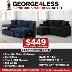 Sectional Sofa with Pull-Out Bed and Storage