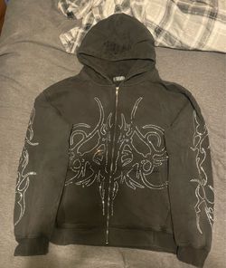 Insomnia Rhinestone Zip Up