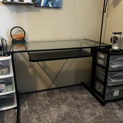 Modern Glass Top Computer Desk – $30