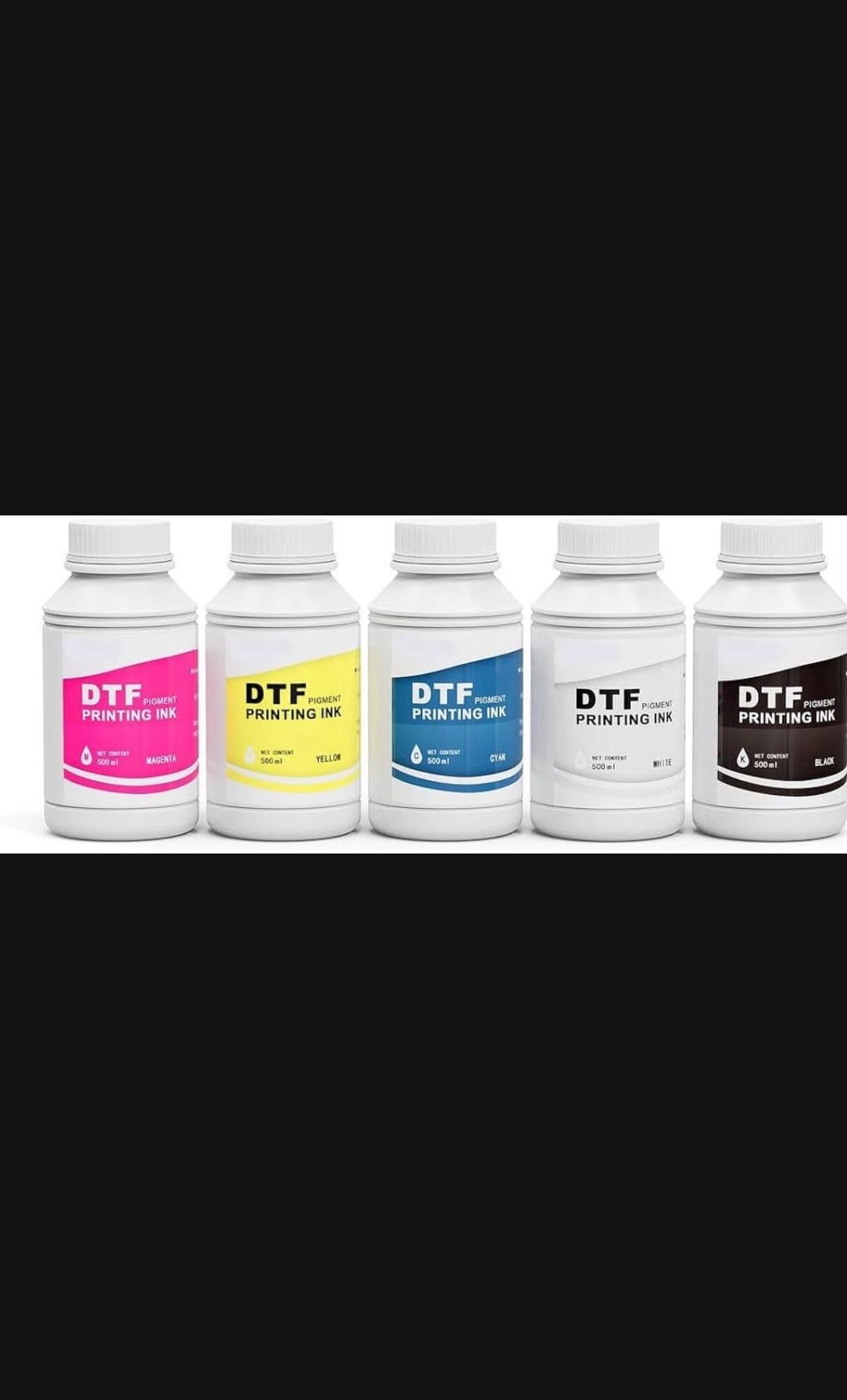 DTF Transfer Printer Ink, Premium DTF Ink for Professional DTF Printers, Direct to Film Heat Transfer Printing (CMYKW, 500ml)