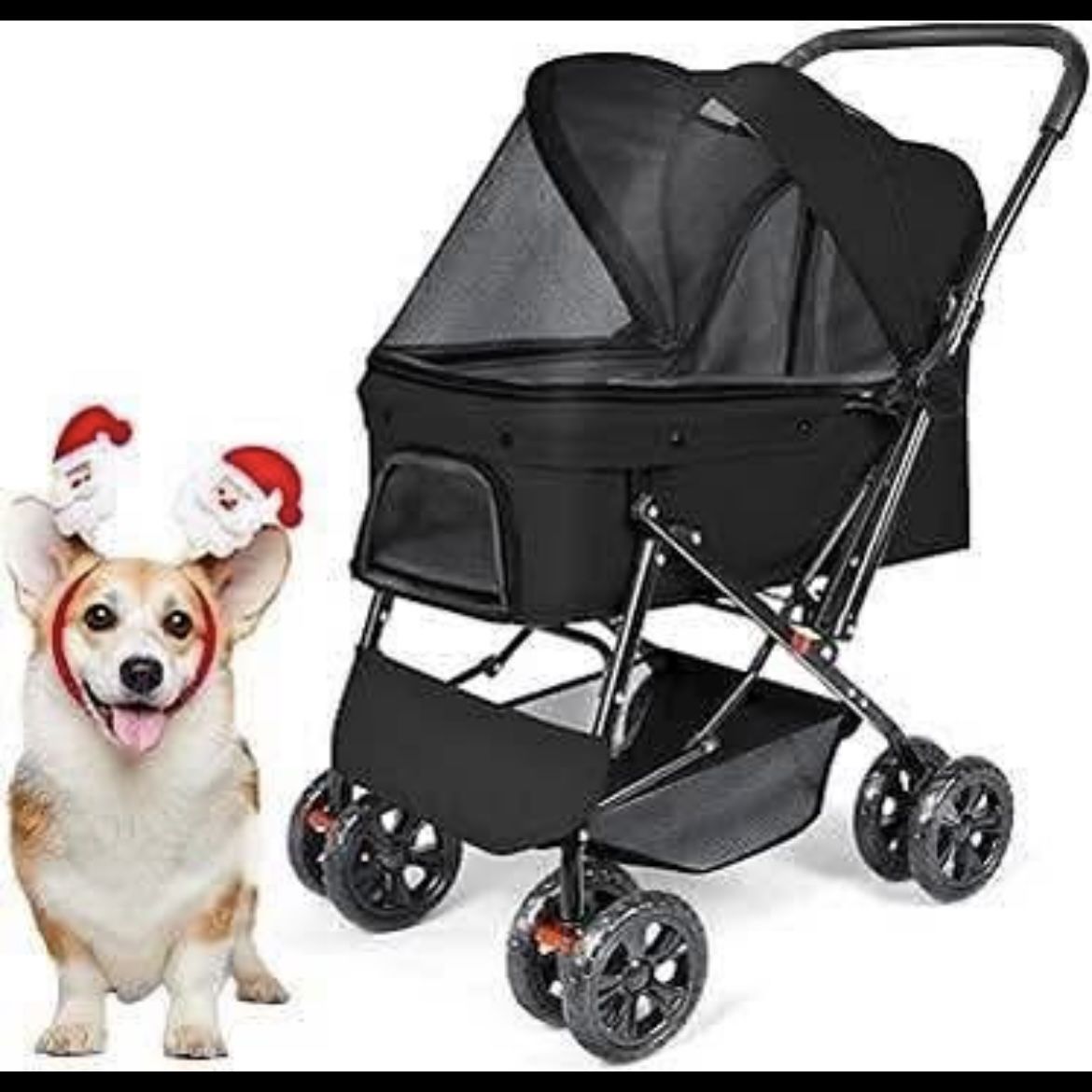 Medium Dog Stroller 50lb - Pets Stroller for Medium Dogs with Reversible Handlebar, 360 Fron