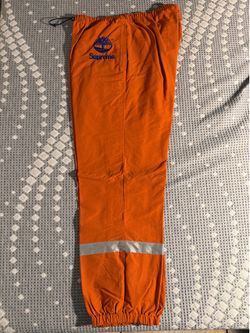 Supreme x Timberland Orange Reflective Casual Pants S Adjustable Waist Pockets