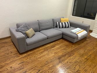 Interior Define sofa with chaise - modern, low-profile, gray