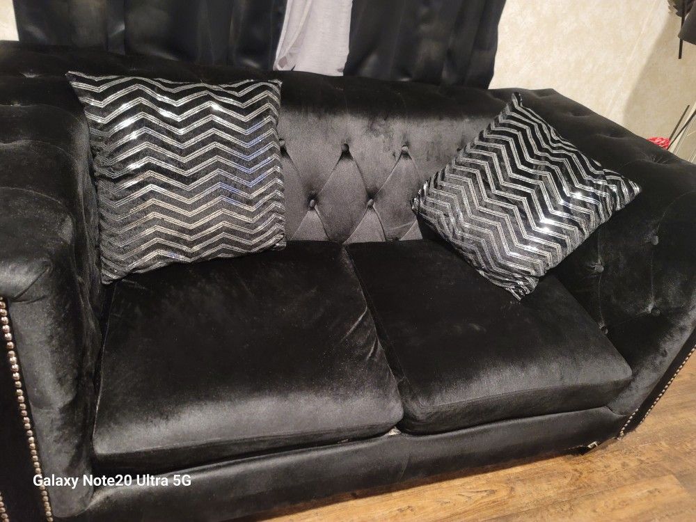 Black Velvet Sofa & Loveseat