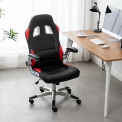 Swivel Adjustable Lumbar Support Tilt Executive Gaming Chair Black Red