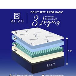 REVO Sleep 10 Inch Gel Memory Foam Mattress