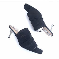 Zara Clear Heels Black Slip On Shoes Size 41 