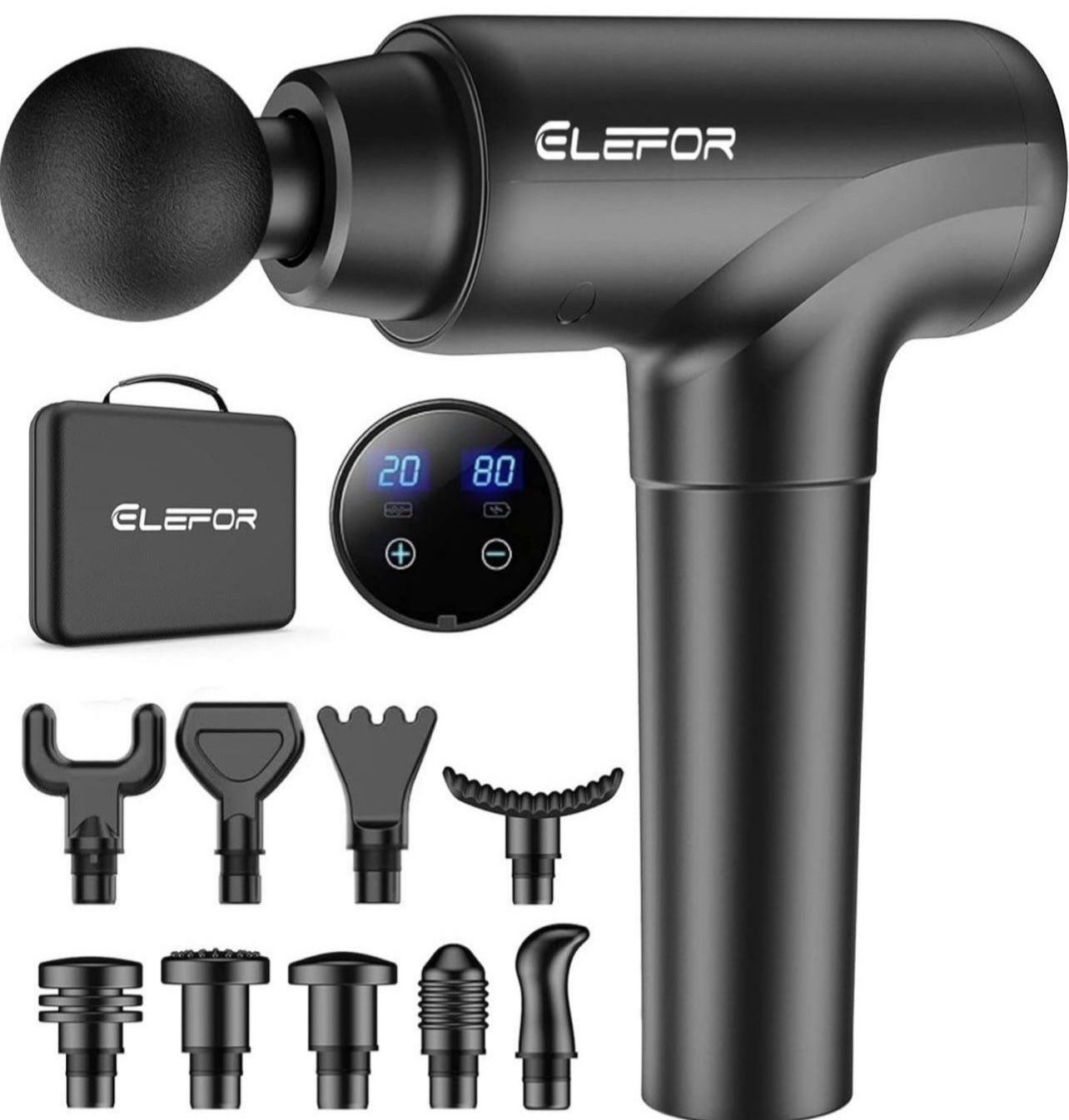 NEW Massage Gun Deep Tissue,Percussion Massager Gun for Athletes Muscle Massage Gun for Pain Relief with 8 Massage Heads & 20 Speeds (Matte Black)
