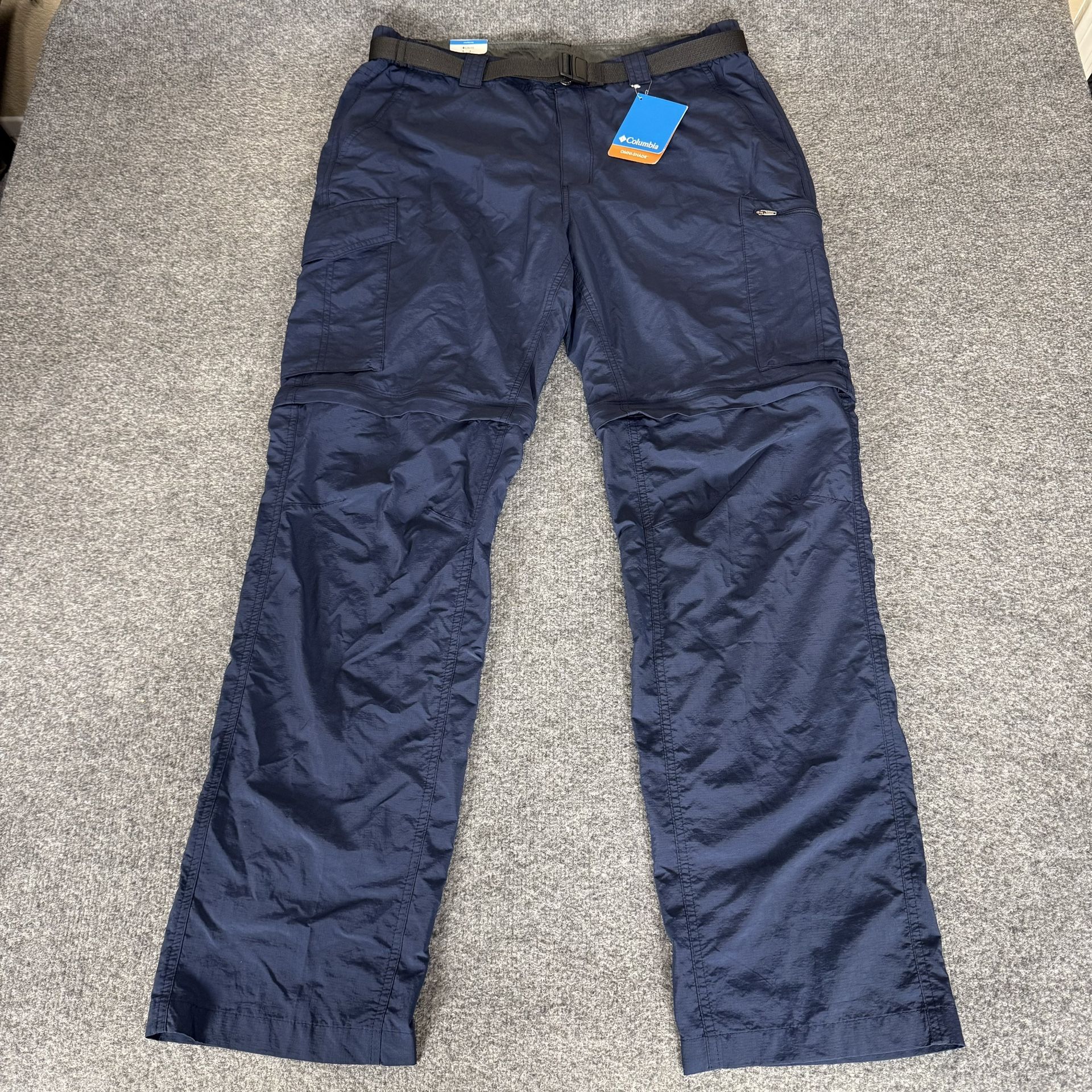 Columbia Silver Ridge Convertible Pant Mens Navy Blue 38x34 (36x32) Omni-Shade