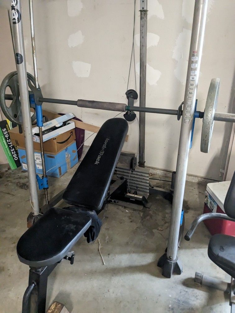 Heavy Duty Bench Press With  Two 45 Lb Weights 