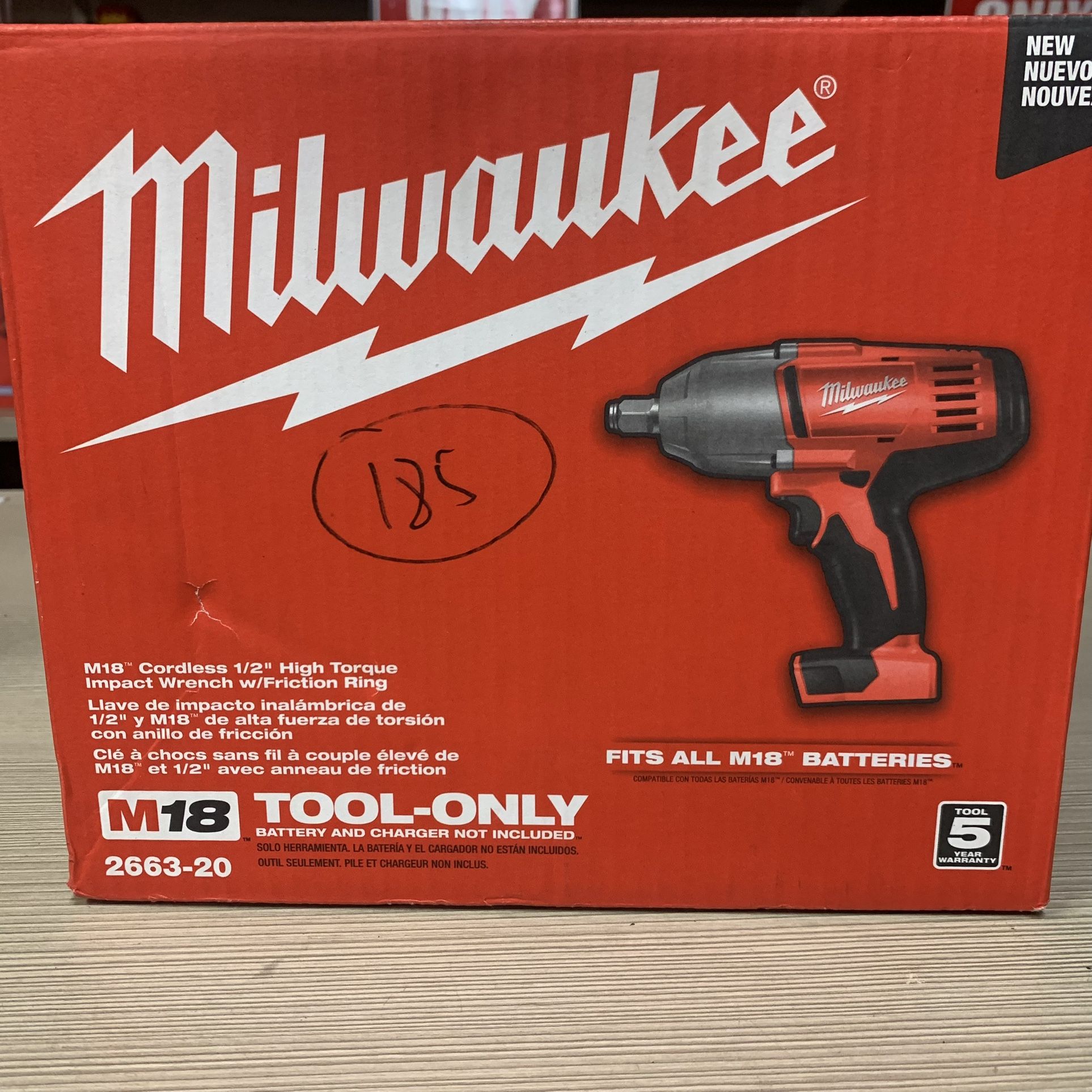 Milwaukee New 1/2” High Torque Impact Wrench 18M