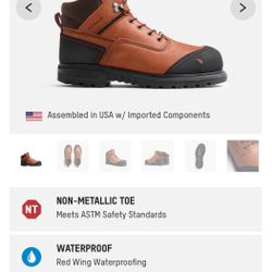 Red wing Safety Shoes Size 9.0