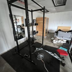 Squat / Bench Rack And Bow flex Dumbells READ DESCRIPTION 