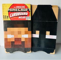 Bundle 2 Amazing Minecraft Cardboard costume Heads (STEVE & ENDERMAN) Halloween