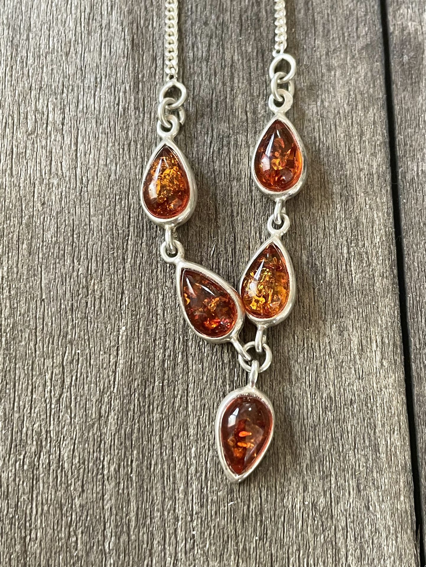 Amber Silver Necklace 