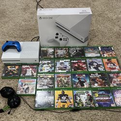 Xbox One S 500 GB With Blue controller, 23 Games and a Headset