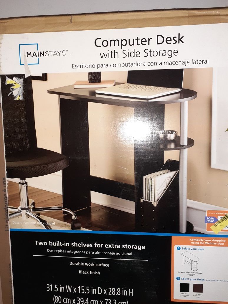 Computer desk with side storage never opened