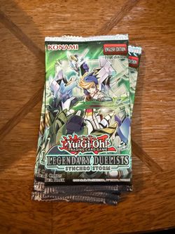 Gi-Oh! TCG booster packs from the Legendary Duelists: Synchro Storm set