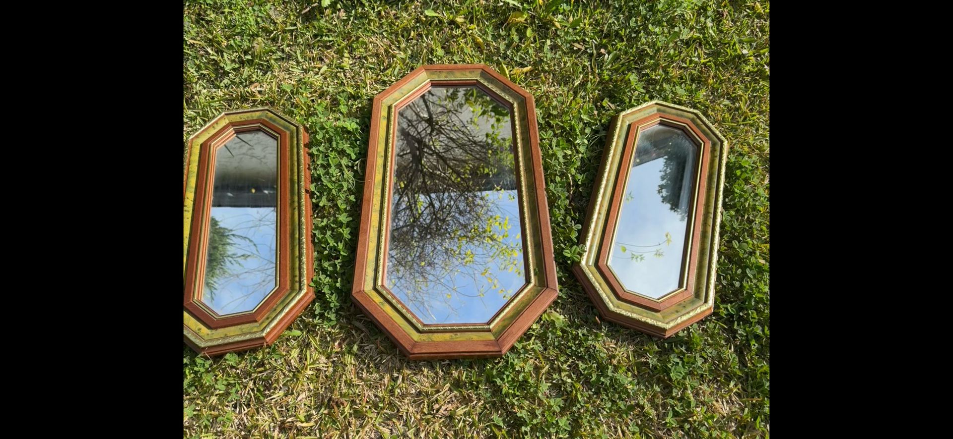 3 - Piece Wooden Mirror Set