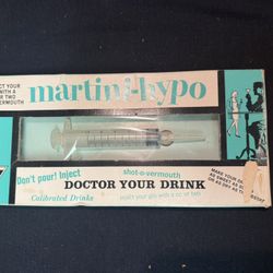 Vintage 1960S Mcm “ Martini Hypo” Vermouth Dispenser, A Novelty Bar Item