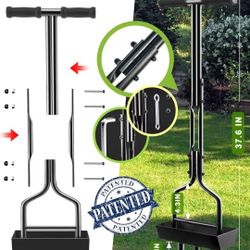 Lawn Aerator Coring Garden Tool with Soil Core Storage Tray, Manual Yard Plug Aerators & Clean Tool, Grass Aeration Gardening Tools with 3 Tines for L