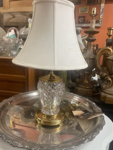 Vintage Waterford Crystal Irish Lamp Brass Base New 