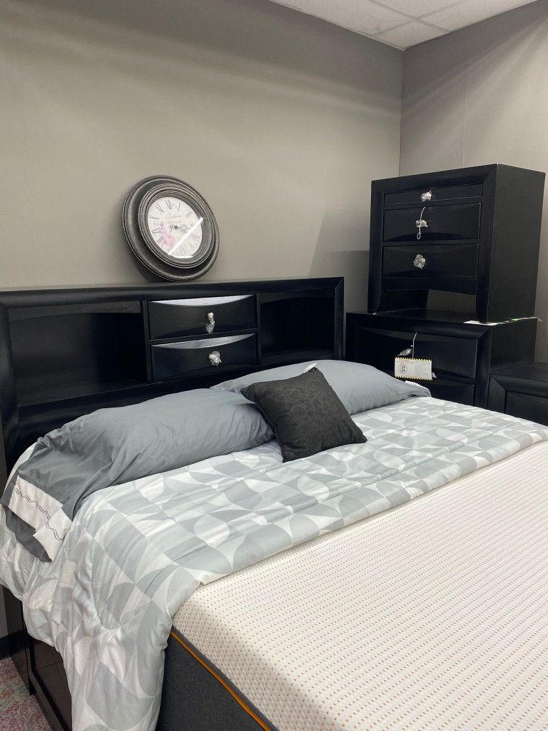 Emeliano multi drawer bedroom set with mirror and night stand   $1,749