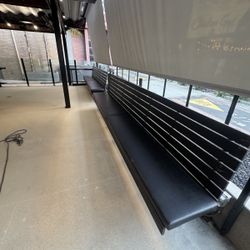 Outdoor Restaurant Benches With Floating Framing 