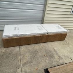 New, Studio McGee Stanton Rattan Patio Chaise White/Natural