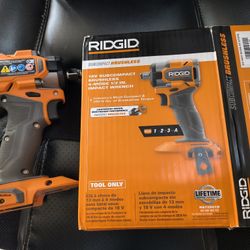 New RIDGID 18V SubCompact Brushless Cordless 4-Mode 1/2 in. Impact Wrench (Tool Only) no battery