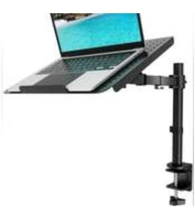 10/15#376 Laptop Tray Desk Mount for 17inch Notebook, Fully Adjustable Laptop Arm up to 22lbs, Monitor Mount with Vented Cooling Platform Stand (M